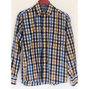 Baileys Regular Fit Plaid Button Down Shirt Men’s Small Blue Mustard Cotton